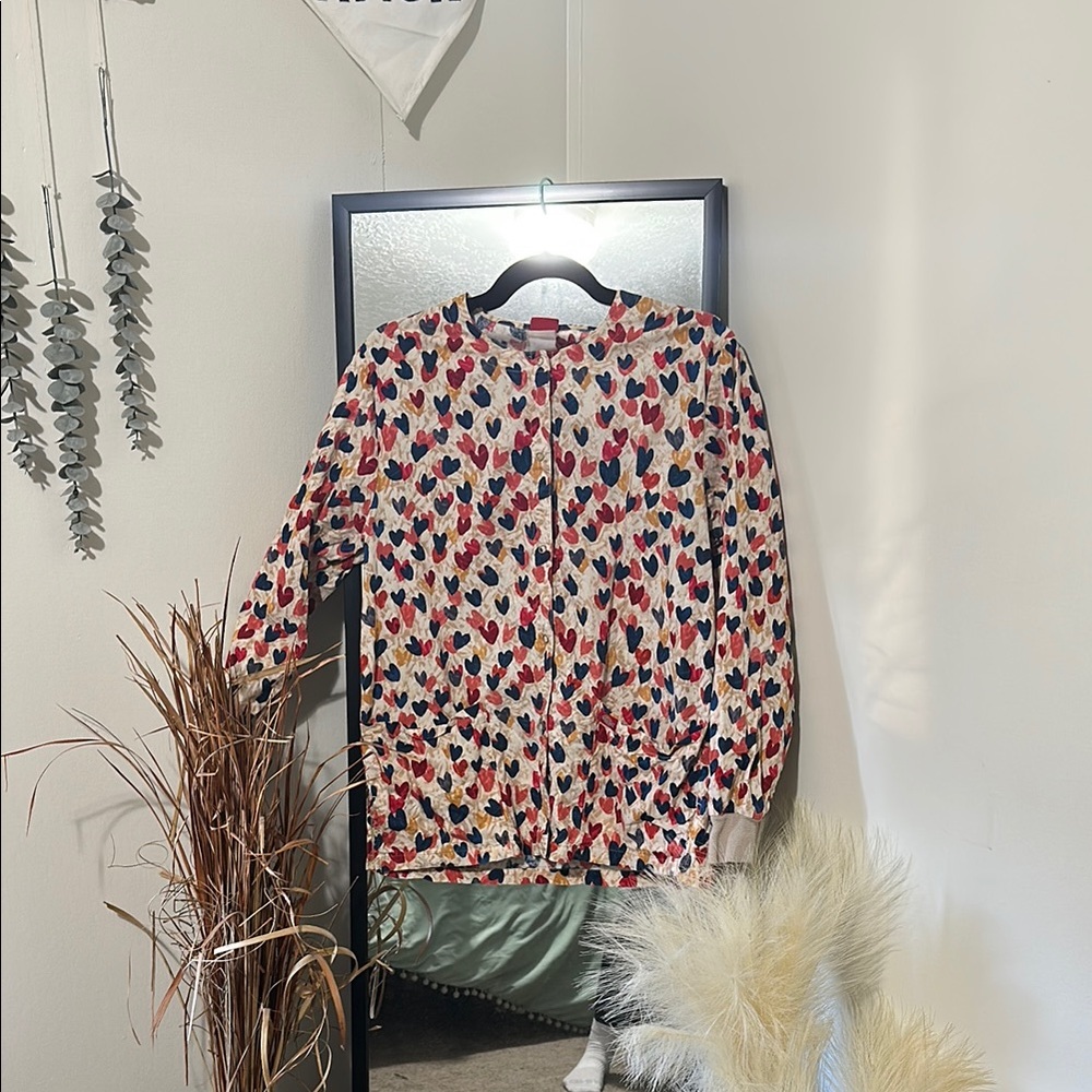Colorful Heart Patterned dickies scrub jacket